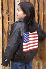 Kids Flag Waist Leather Jacket