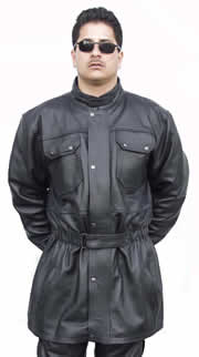 C1001 3/4 LEATHER MOTEORCYCLE JACKET