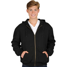 M1077 Reversible Poly Fleece Navy Blue and Blue Flannel Hoodie Click for Large View