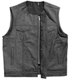 Charcoal Denim Motorcycle Club Zipper Vest No Collar Zipper View